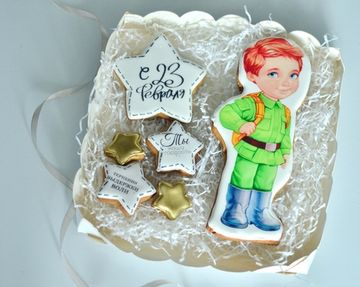 Набор пряников в коробочке на 23 февраля «военный»