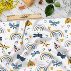 Ткань барби радуги и бабочки