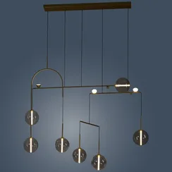 Подвесной светильник Balance 142х36 см, прозрачный, золотистый