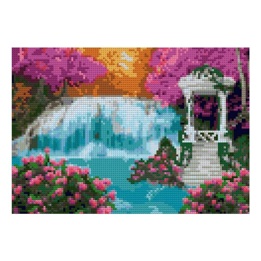 Алмазная мозаика 21*30см "Беседка у водопада" (Lori)