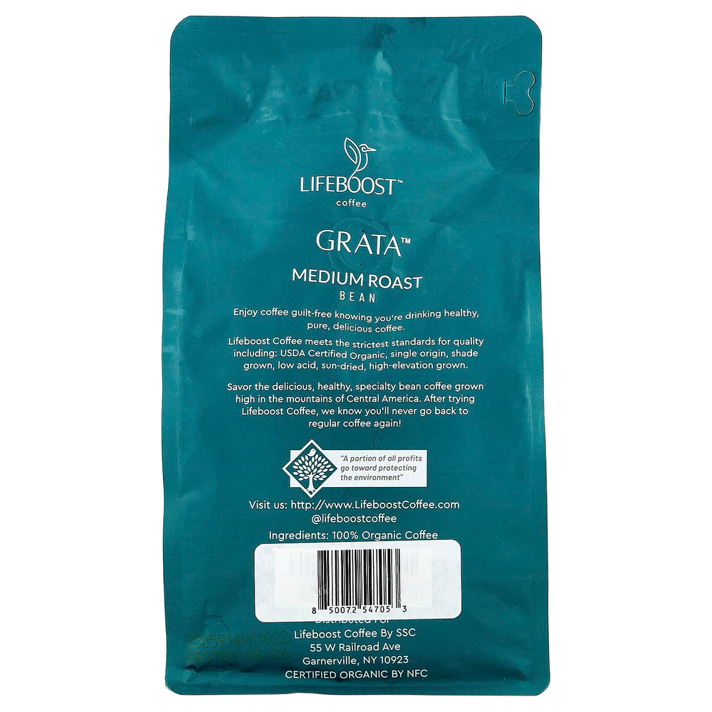 Lifeboost, Кофе Grata ™, в зернах, средней обжарки, 340 г (12 унций)