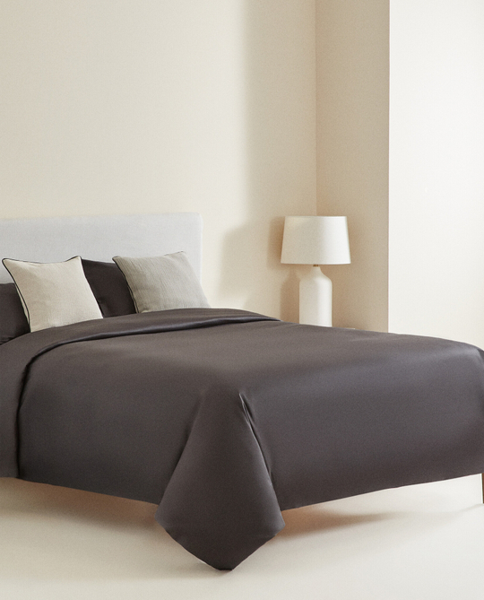 ZARA HOME (300 НИТЕЙ) ПРОСТЫНЯ ИЗ ХЛОПКА, ТЕМНО-СЕРЫЙ