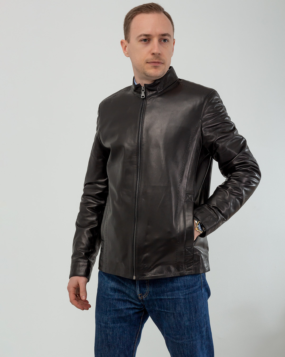Куртка мужская GIO MELLI 397, гладкая кожа, черный