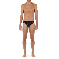 Мужские трусы брифы набор из 2-х штук (черные, черные с принтом) HOM JOAN #2 Mini Briefs HO1 2p 402659_40D042
