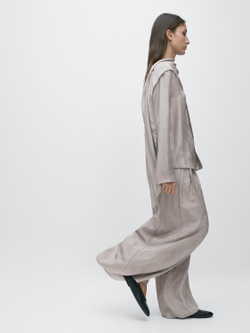 Massimo Dutti Свободные широкие брюки с вытачками, серый