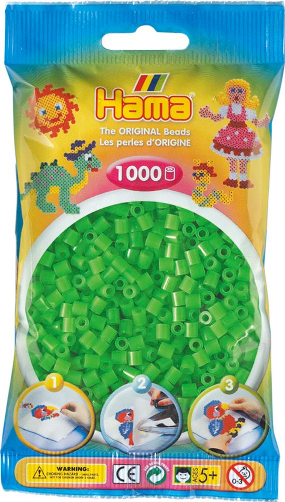 Hama Бусинки для термомозаики MIDI зелёный яркий, 1000 шт. (207-42)