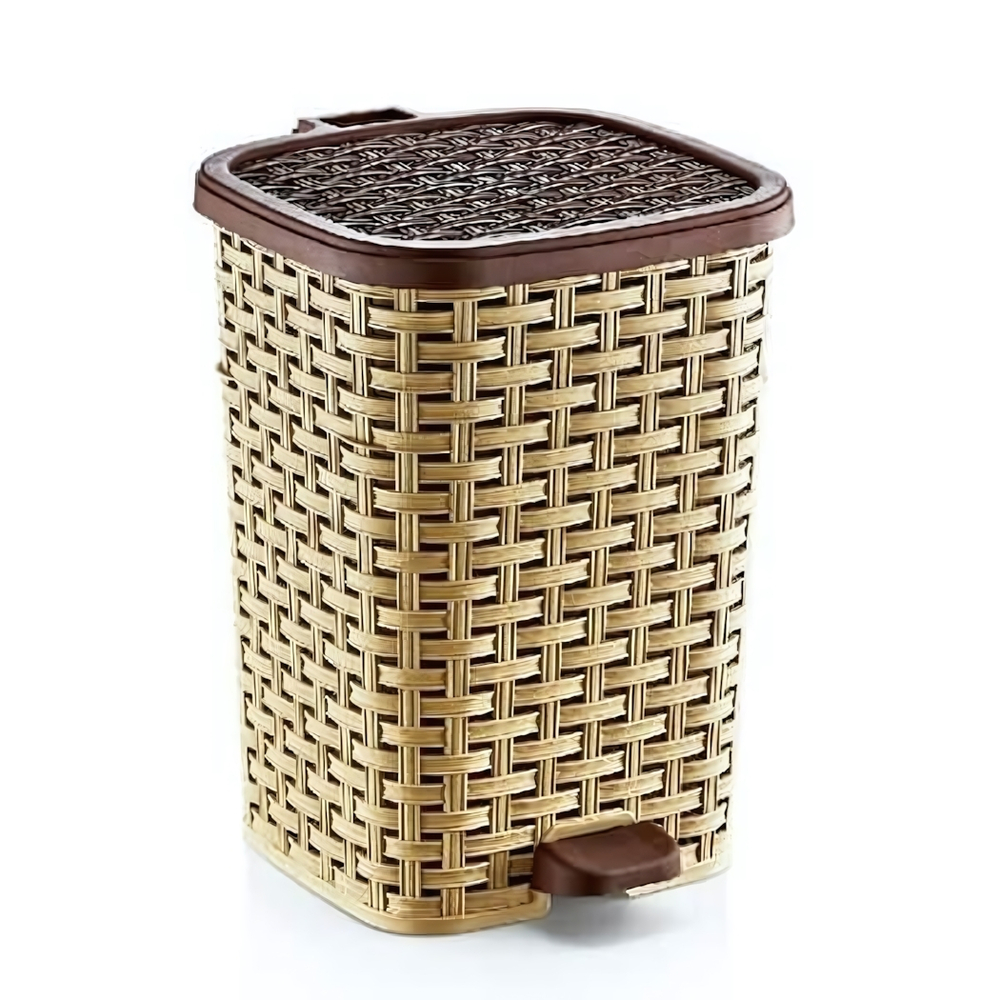 Мусорное ведро с педалью 26л "Плетенка" бежевый 01054