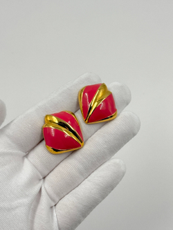 Серьги с розовой эмалью JS