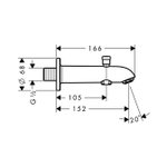 Излив на ванну Hansgrohe 13423000 E 152 мм с переключателем на душ