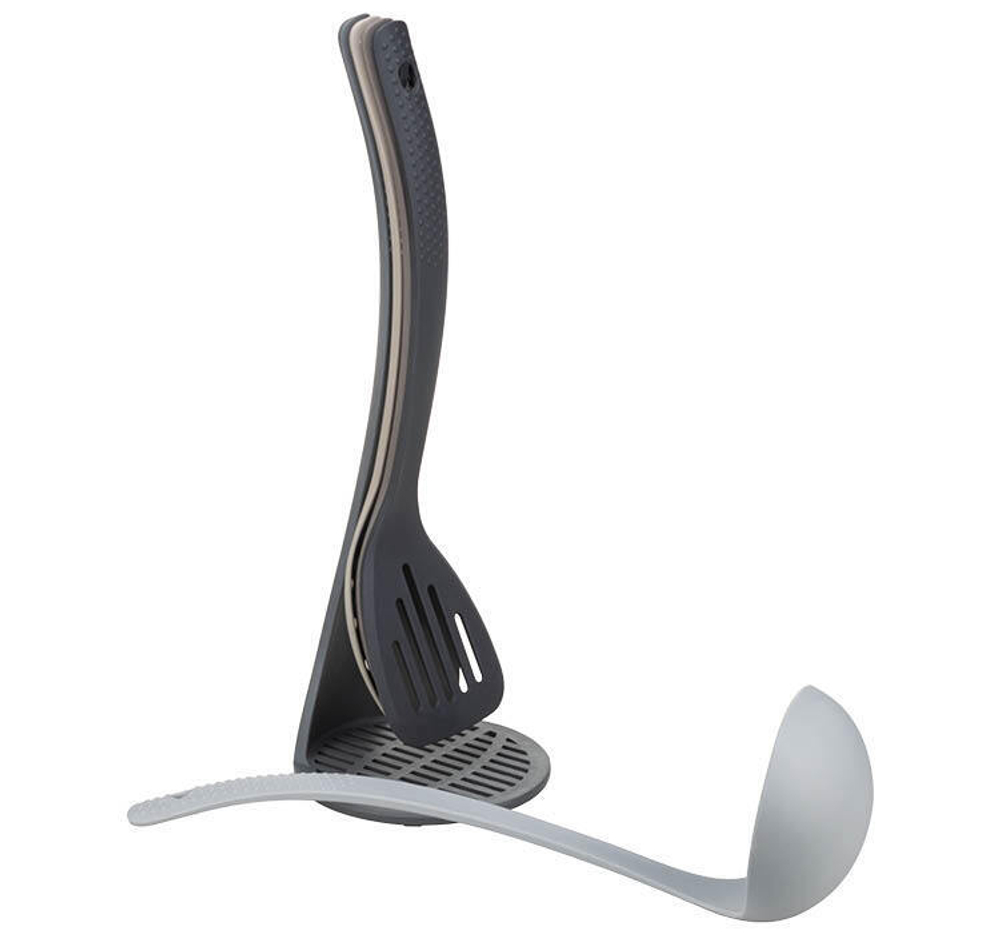 Набор кухонных аксессуаров СЛОТ 5 предметов разных цветов (толкушка, половник, шумовка, ложка, лопатка)