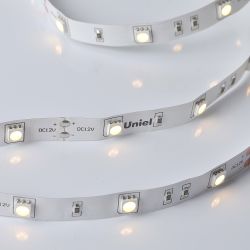 ULS-M22-5050-30LED-m-10mm-IP20-DC12V-7.2W-m-5M-3000K PROFI Гибкая светодиодная лента на самоклеящейся основе. Катушка 5м. в герметичной упаковке. Теплый белый свет3000К. ТМ Uniel.