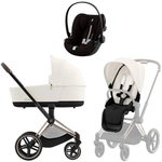 Коляска Cybex Priam IV Rosegold complete Cloud G Moon Black Plus Base G 3 в 1 Off White