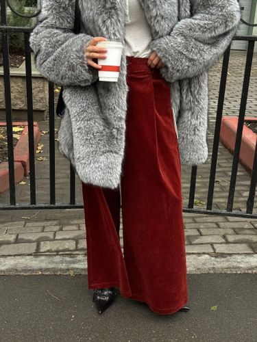 Вельветовые брюки-палаццо кирпичного цвета