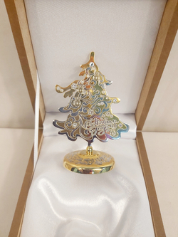 Елка сувенирная "С Новым годом!" с фианитами (Златоустовская гравюра)