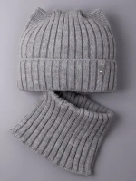 Шапка для девочки осенняя c ушками и снуд