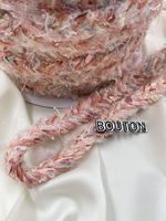 Тесьма плетеная с монилью и пайетками розовая