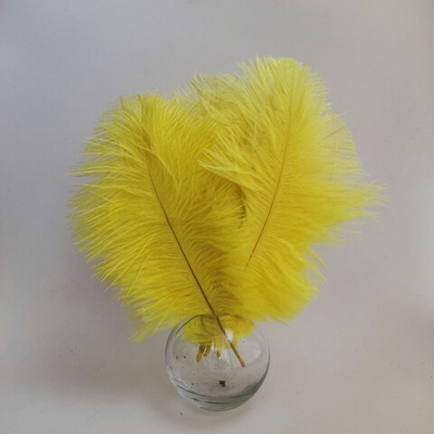 Перо страуса желтое 10 - 15 см.