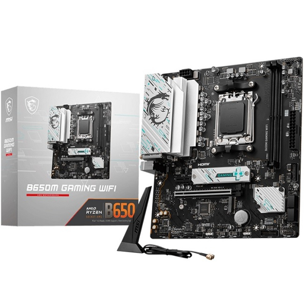 Материнская плата MSI B650M GAMING WIFI (AM5/AMD B650/4xDDR5/2xPCI-Ex16/2xM.2/SB7.1/Wi-Fi/BT/GLAN/DisplayPort/HDMI/mATX)