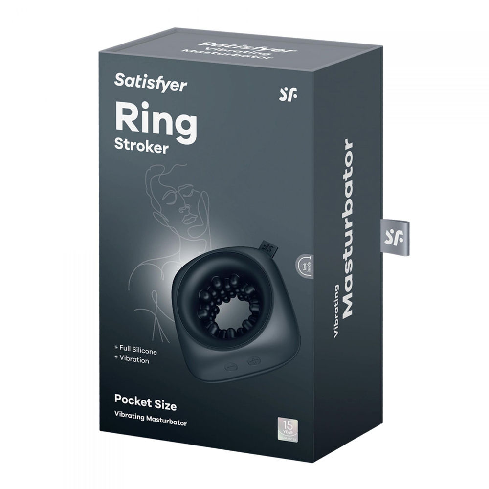 Черный мужской вибромассажер Ring Stroker (Цвет: черный)
