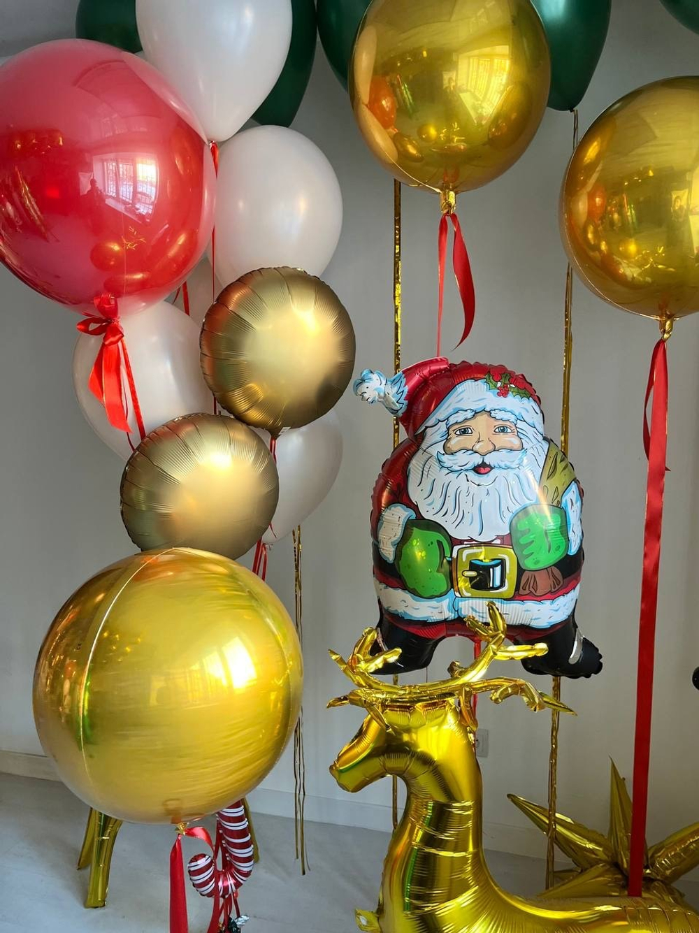 Набор воздушных шаров. шары на новый год, олень, ёлка, дед мороз №2134