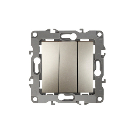 12-1107-04 ЭРА Выключатель тройной, 10АХ-250В, IP20, Эра12, шампань