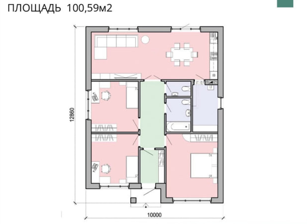 Проект Дома 100,59 кв. м К-67