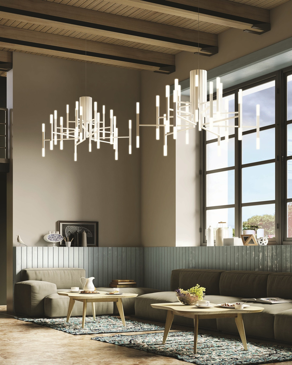 Pendant design lamp  THE LIGHT by Alma 24 lampshades (Nickel)