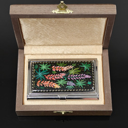 Коллекционная визитница "Люпины (роспись Палех) в футляре