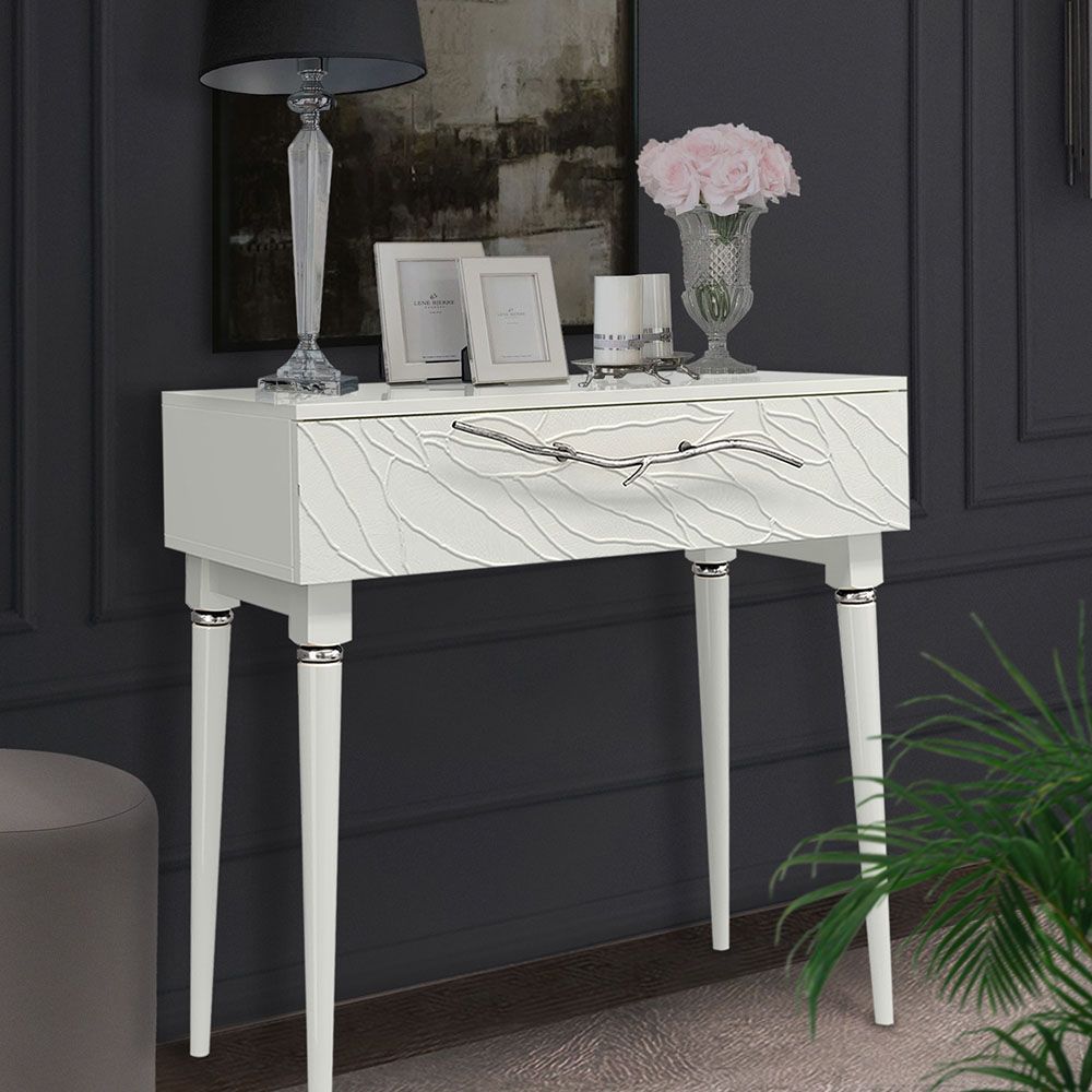 Консоль Арт Колор leaves Классик Сильвер Белый опал