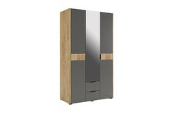 Шкаф трехдверный "Адам" с зерк (Дуб крафт золотой/Графит)