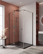 Душевой уголок Cezares LINER-AH-1-120/90-C-GM-L, 120х90х195, левосторонний, профиль оружейная сталь, стекло прозрачное