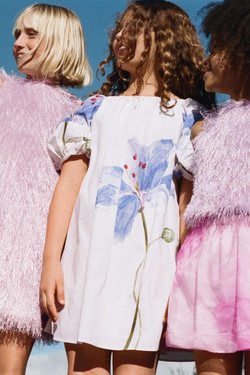 ZARA ПЛАТЬЕ С ЦВЕТОЧНЫМ ПРИНТОМ, ЭКРЮ