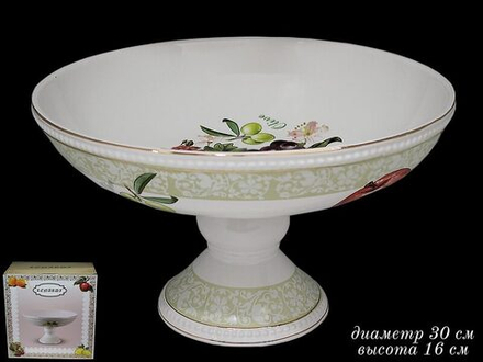 Lenardi 110347 Фруктовница на ножке 30см ФРУКТЫ в под.уп.(х4)