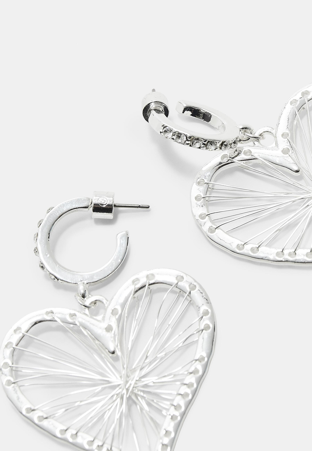 STRADIVARIUS Металлические серьги-сердечки, серый