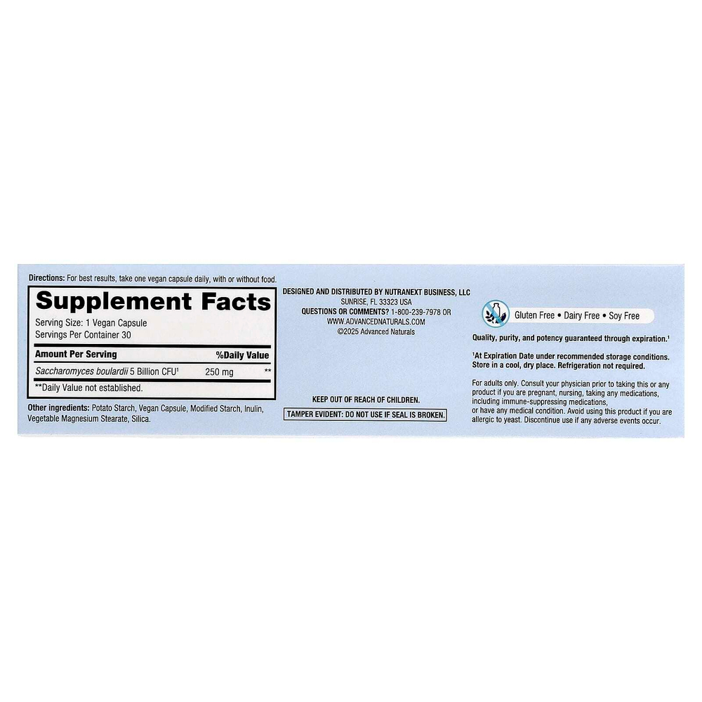 Advanced Naturals, Ultimate FloraMax™, сахаромицеты Буларди, 5 млрд, 30 веганских капсул