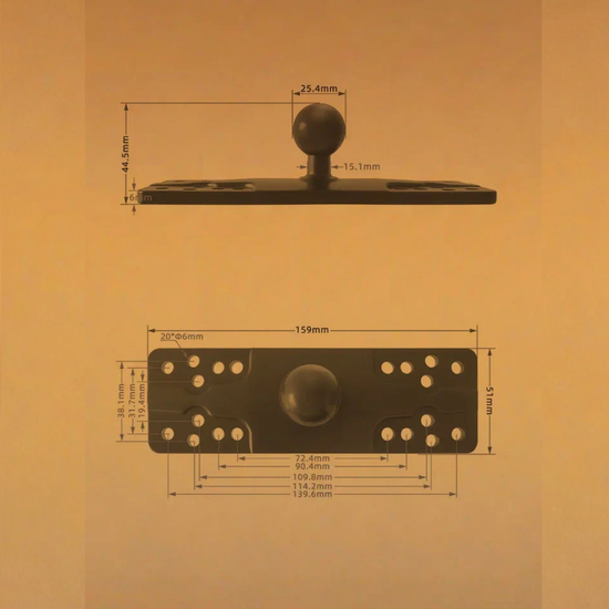 Крепление РАМ 95мм для небольших эхолотов макс. 5-6 дюймов алюминиевое