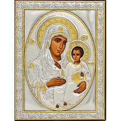 Иерусалимская икона Божьей Матери в серебряном окладе.