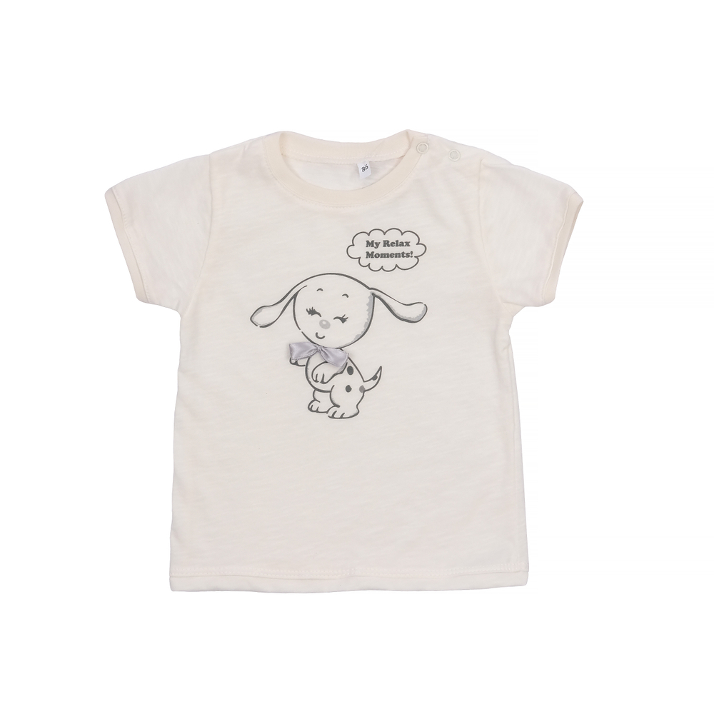 Футболка молочного цвета с бантиком летняя с коротким рукавом