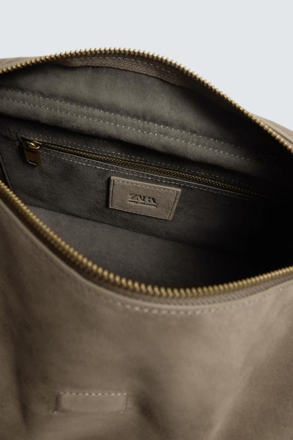 ZARA КОЖАНАЯ СУМКА С ПЛЕЧЕВЫМ РЕМНЕМ L LIMITED EDITION, ЗЕЛЕНЫЙ ХАКИ