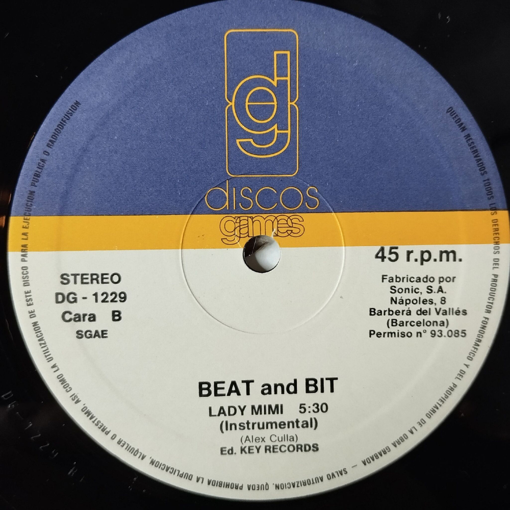 Винтажная виниловая пластинка LP Beat And Bit Lady Mimi (Spain 1987) Maxi Single 45 RPM