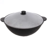 Казан чугунный 8 литров с крышкой с круглым дном