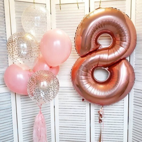 Композиция из шаров для Девочки на День Рождения с цифрой 8