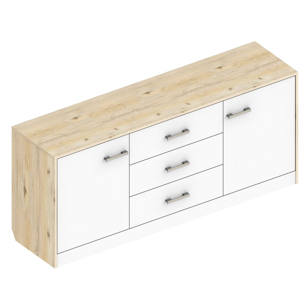 Комод 2 ств. с 3 ящиками "Милана" (гаскон пайн/белый лофт), ЛДСП, Велес