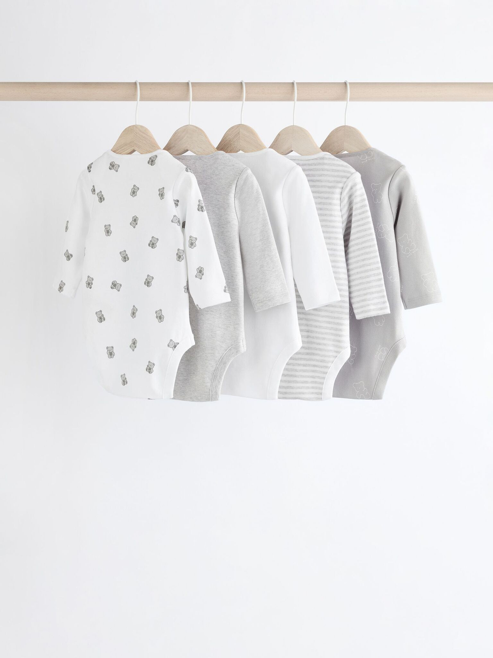 Боди с длинным рукавом для малышей Next K79-966, 5 шт., Белый, Серый
