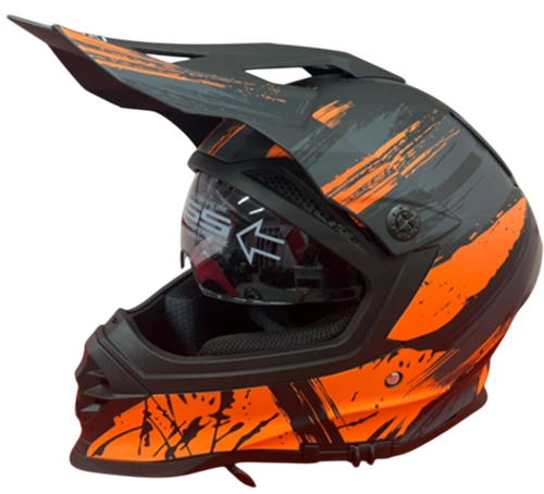 Шлем кроссовый взрослый MOTAX матово-чёрный-оранжевый (G4) L(60) HF 800