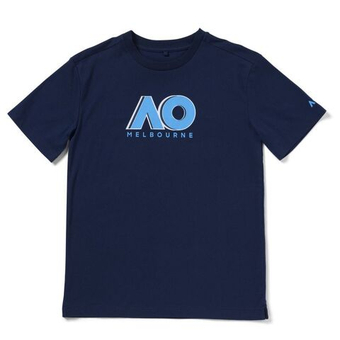 Футболка для мальчика теннисная Australian Open Logo Tennis - dress blue