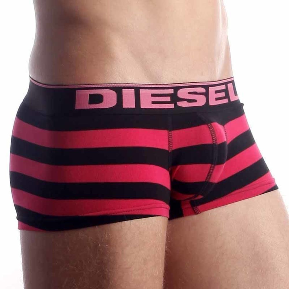 Мужские трусы хипсы фуксия  в черную полоску Diesel  Stripe