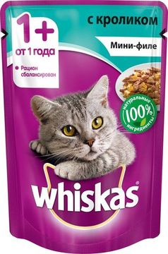 Whiskas пауч желе с кроликом 85гр