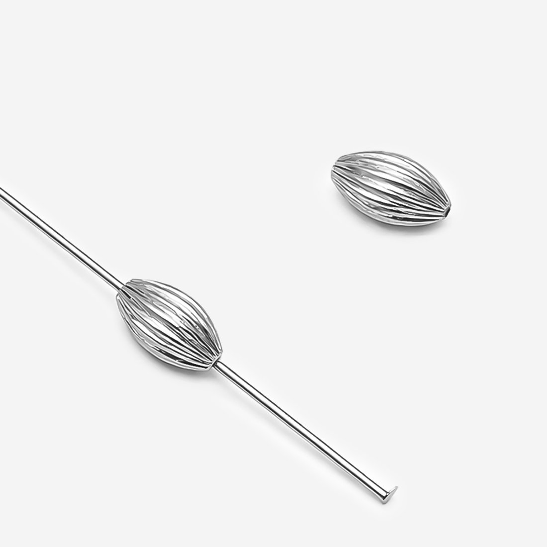 Бусина-разделитель рифленая 8*5мм, родирование