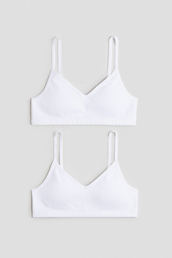H&M Набор из двух укороченных топов с подкладкой, белый
